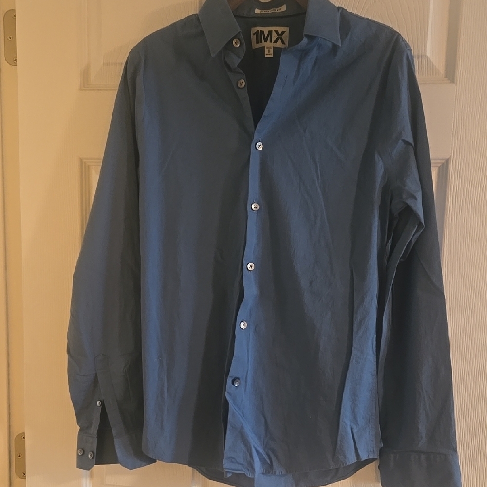 Express Blue Dress Shirt with Textured Fabric